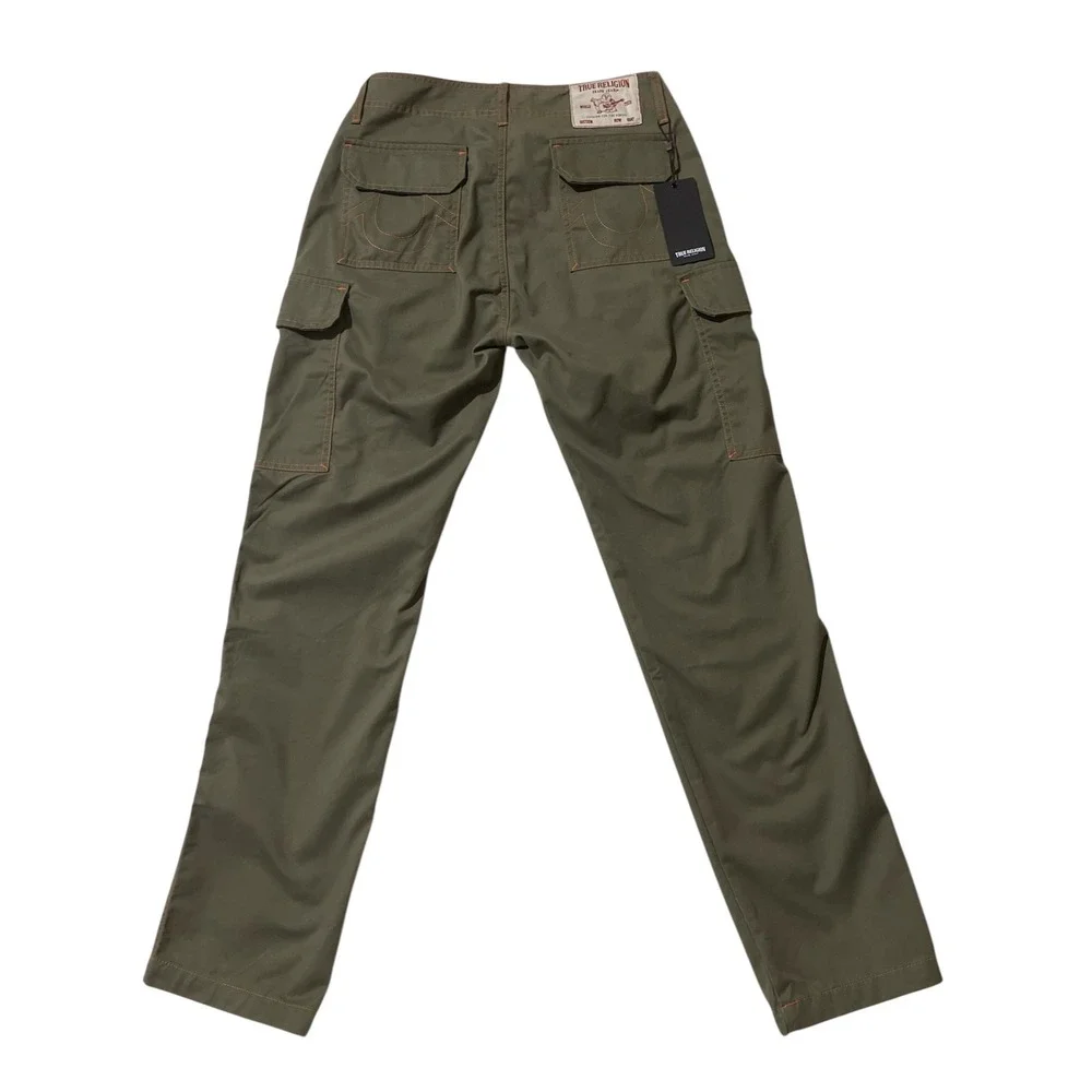 True Religion Mens‎ Cargo Pants Kalamata Papaya Orange Contrast Stitch Size 28